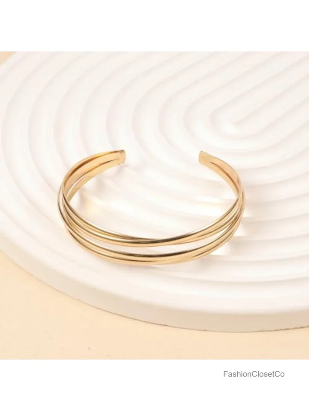 Chunky Adjustable Twist Love Textured Cuff Bracelet Gold Bangle